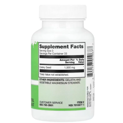 Celery Seed 500mg, Semente de Aipo, 100 Cápsulas, Vitacost