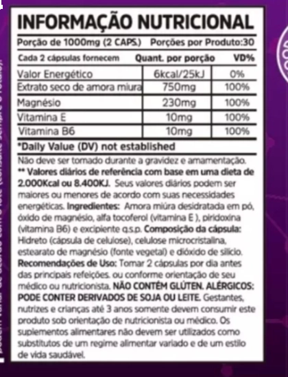 Amora Miura (Morus Nigra), 1000mg, 60 Cápsulas, Sunfood