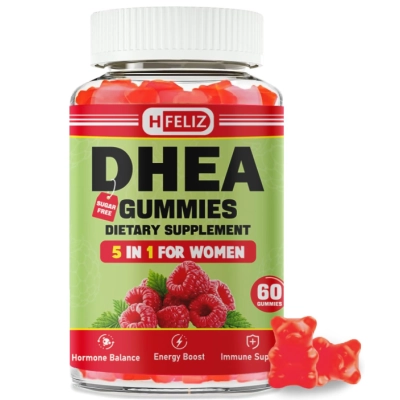 DHEA 25mg, Com B6, B12, Ácido Fólico e Agnocasto, 60 Gomas Sabor Framboesa, HFELIZ