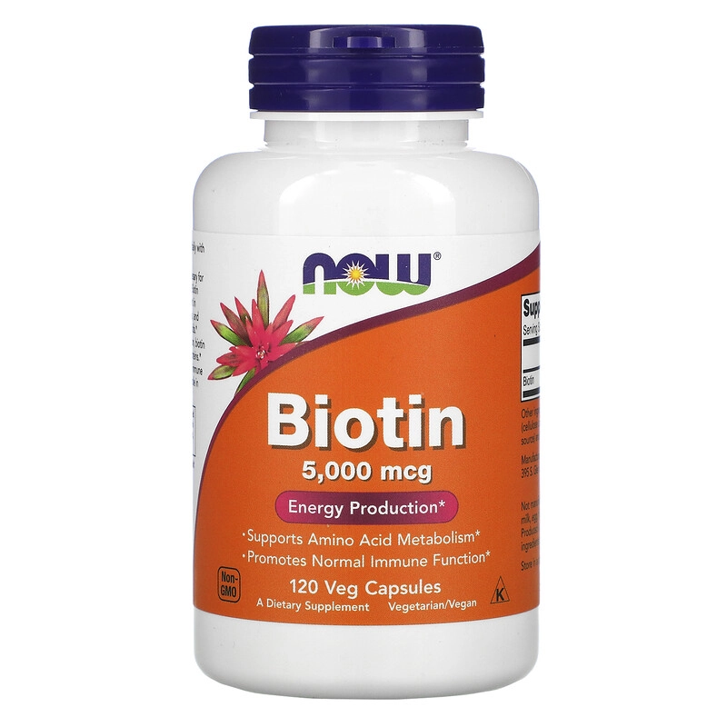 Biotina, 5.000mcg, 120 cápsulas, Now foods