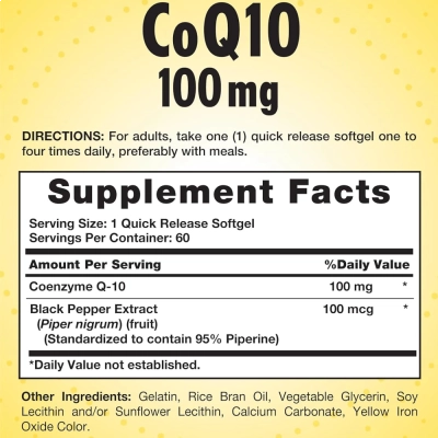 COQ10, 100mg, 60 Softgels, Sundance
