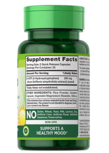 5-HTP hidroxitriptofano, 200mg, 50 cápsulas, Nature's Truth