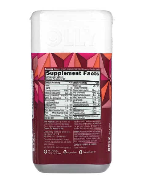 Multivitamínico Diário + Ômega-3 para Mulheres, Ultraforte, 60 Cápsula, OLLY