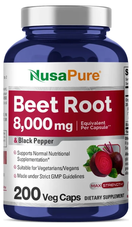 Beet Root, Beterraba 8000mg, 200 Cápsulas, NusaPure