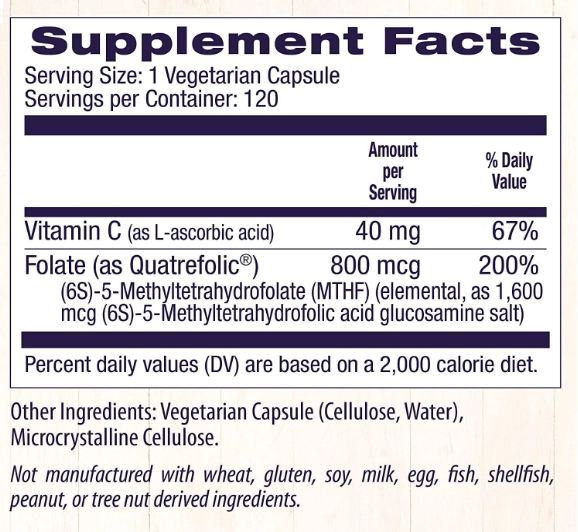 Methyl Folate 800mcg, 120 Cápsulas, Healthy Origins