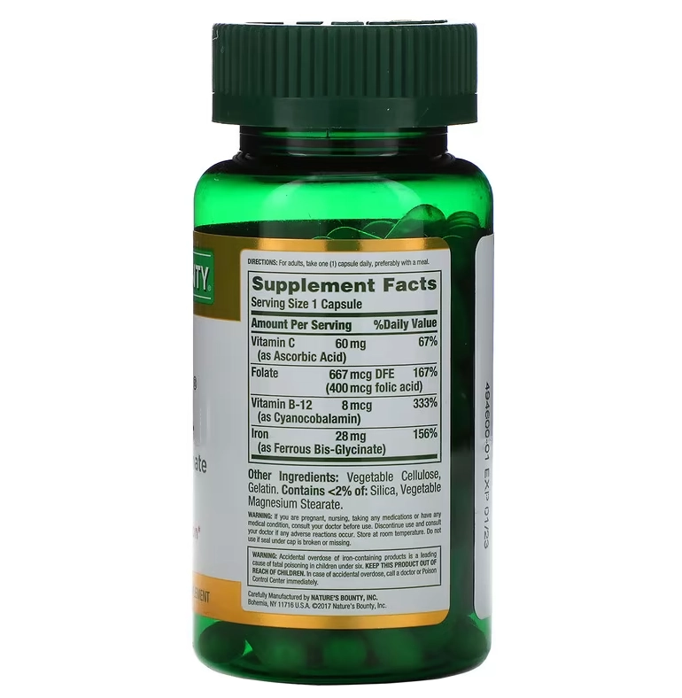 Ferro Suave, 28mg, 90 Cápsulas, Nature's Bounty