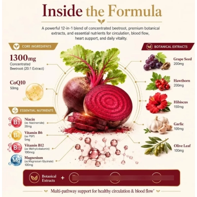 Beet Root Complex 12 em 1, Beterraba 2230mg, 120 Cápsulas, Totaria Health