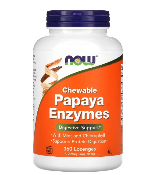 Papaya Enzymes, Enzimas de Mamão Mastigável, 360 Pastilhas, Now