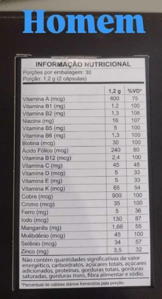 Polivitamínico AZ 500mg para Homens, 60 Cápsulas, Gold Lab