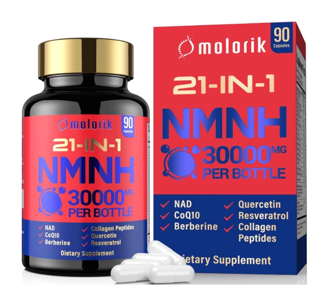 NMNH Diidronicotinamida Mononucleotídeo 3000mg, Formula 21-I-N1,  90 Cápsulas, Molorik 