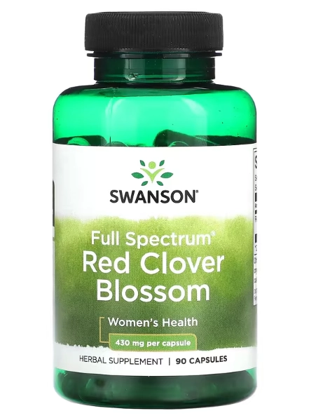 Full Spectrum Red Clover Blossom, Flor de Trevo Vermelho 430mg, 90 Cápsulas, Swanson