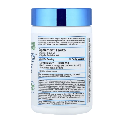 CLA80 Femme, Ácido Linoleico Conjugado Premium, 1.000 mg, 60 Cápsulas, AllMax Nutrition