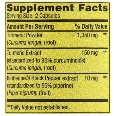 Turmeric Curcumin, 1,500mg, 90 capsulas, Spring Valley