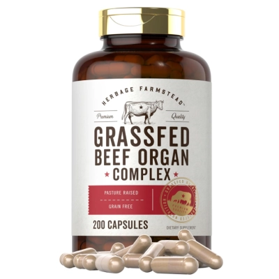GrassFed Beef Organ, Órgãos de Carne Bovina, 200 Cápsulas, Carlyle Herbage Farmstead