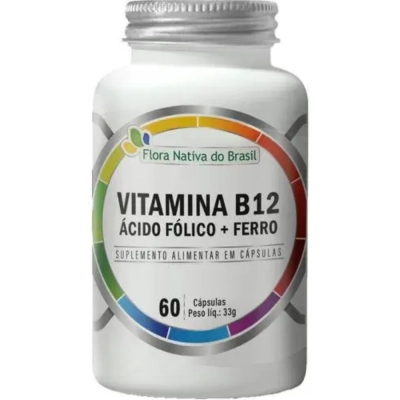 Vitamina B12, Ácido Fólico + Ferro, 60 Cápsulas, Flora Nativa