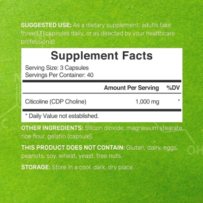 Citicolina 1000mg, Concentração, Energia Mental e Bem-Estar Cognitivo, 120 Cápsulas, Deal Supplement