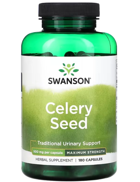 Celery Seed, Semente de Aipo 500mg, 180 Cápsulas, Swanson