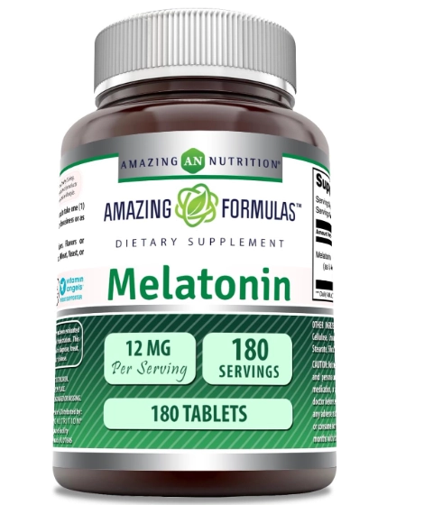 Melatonina 12mg, 180 Comprimidos, Amazing Formulas