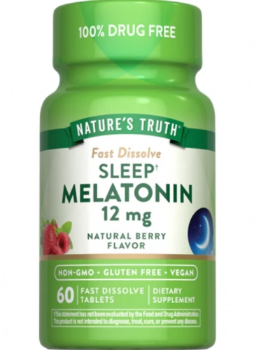 Melatonina 12mg, 60 comprimidos de dissolução rápida, Nature's Truth