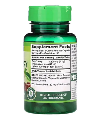 Extrato de Cereja, Cherry Extract, 1.200mg, 90 Cápsulas, Nature's Truth