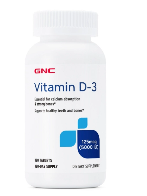 Vitamina D-3 5000IU, 180 Tablets, GNC