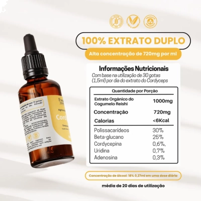 Extrato Líquido Cogumelo Cordyceps Militaris, 30ml - Microdose Life
