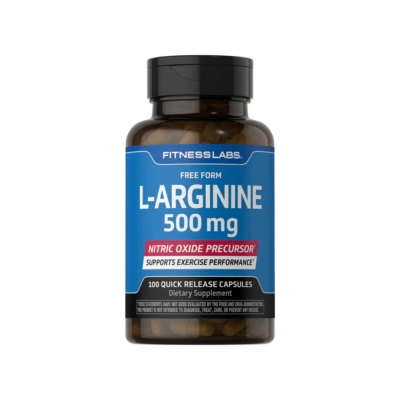 L-Arginine, 500mg, Nitric Oxide, 100 Cápsulas, Fitness Labs