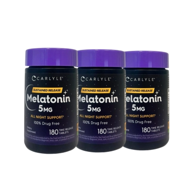 Melatonin, 5mg, 180 Tablets, Carlyle 