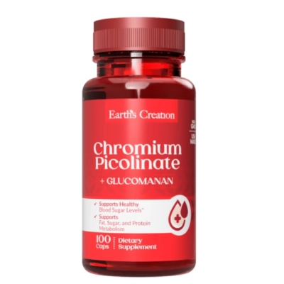 Picolinato de cromo  1000mcg com Glucomanano 100mg, Earth's Creation