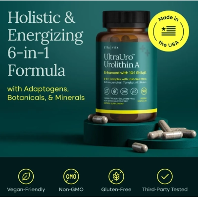 Urolitina A com Shilajit Musgo Marinho, Complex  6 em 1, 90 Cápsulas, Etta Vita
