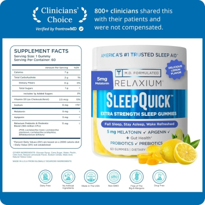 Relaxium SleepQuick, Melatonina 5mg, 60 Gomas, Sabor Limão, M.D Formulated