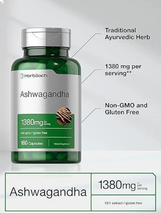 Ashwagandha Root Extract 1380mg, 180 Capsulas, Horbaach