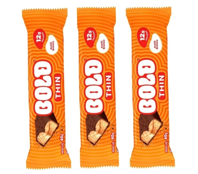 Barra de Proteína Thin, 12g de Proteína, Sabores, 3 Unidades, 40g Cada, BOLD Snacks