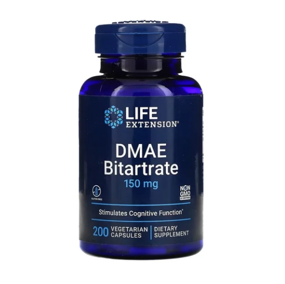 Bitartarato de DMAE, 150mg, 200 Cápsulas, Life Extension