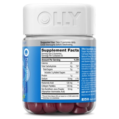 Glowing Skin, Suplemento para Hidratação da Pele, 50 Gomas, Sabor Frutas Silvestres, OLLY