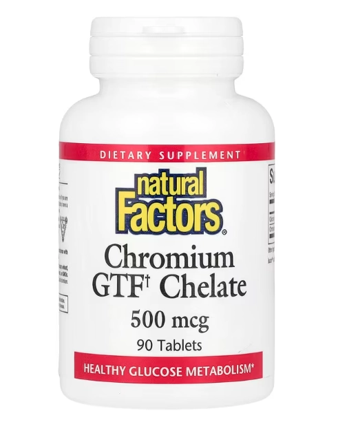 Quelato de Cromo GTF, 500mcg, 90 Comprimidos, Natural Factors