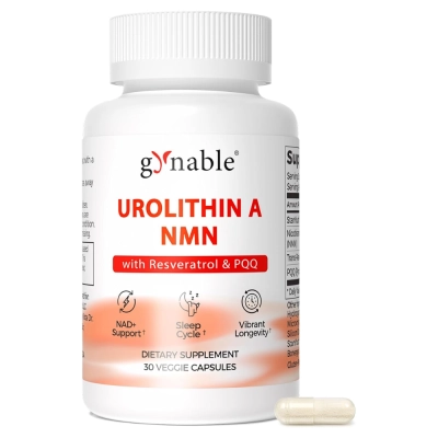 Urolitina A + NMN, 400mg, Energia Celular e Longevidade, 30 Cápsulas, Gynable