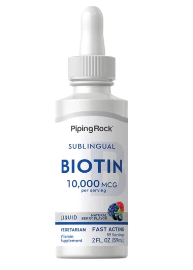 Biotina Líquido, 10,000mcg, 59ml, PipingRock