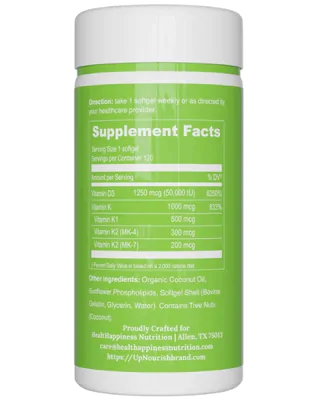 Lipossomal, Vitamina D3 50000UI Com Vitamina K 1000mcg, 120 Mini Cápsulas, UpNourish
