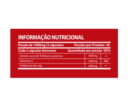 Red Clover + Vit. C + Isoflavona, 1000mg, 60 Cápsulas, Sunfood