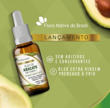 Óleo de Abacate com Vitamina E em Gotas, 30ml, Flora Nativa