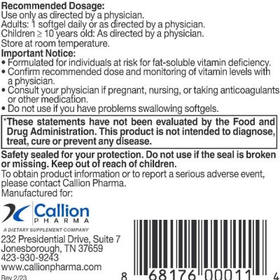 Dekas Plus, Vitaminas Lipossolúveis A, D, E e K, 60 Softgel, Callion Pharma