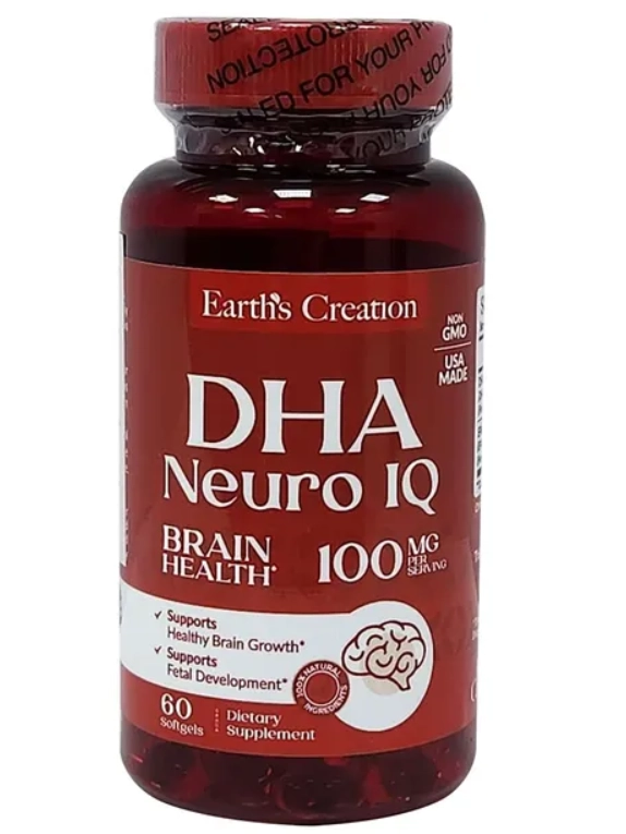 DHA Neuro IQ 100mg, 60 Cápsulas, Earth's Creation