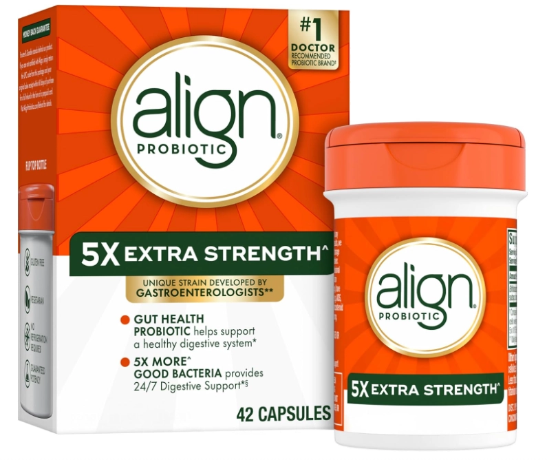 Probiótico Extra Forte, 5X Mais Bactérias Boas para o Equilíbrio Digestivo, 42 Cápsulas, Align Probiotic