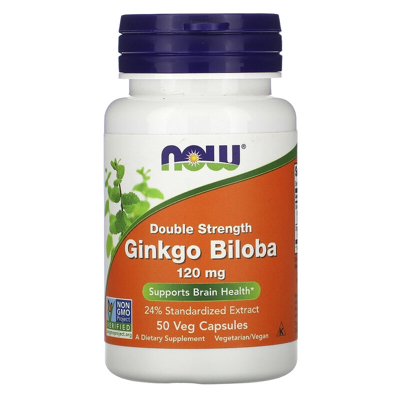 Ginkgo Biloba, Dupla Força, 120 mg, 50 Cápsulas, Now