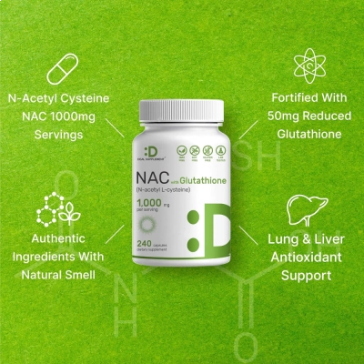 NAC 1000mg, Saúde Respiratória e Ação Antioxidante, 240 Cápsulas, Deal Supplement