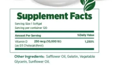 Vitamina D 10000UI, 120 Cápsulas, Proud Origins