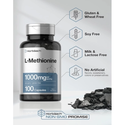 L-Methionine 1000mg, 100 Cápsulas, Horbaach