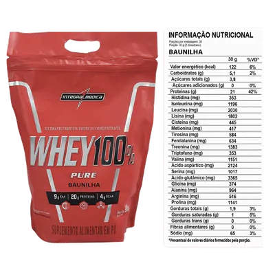 Suplemento Whey Protein 100% Pure Concentrado 900g Sabores - Integralmédica