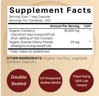 Cranberry 36000mg, 240 Cápsulas, NatureBell